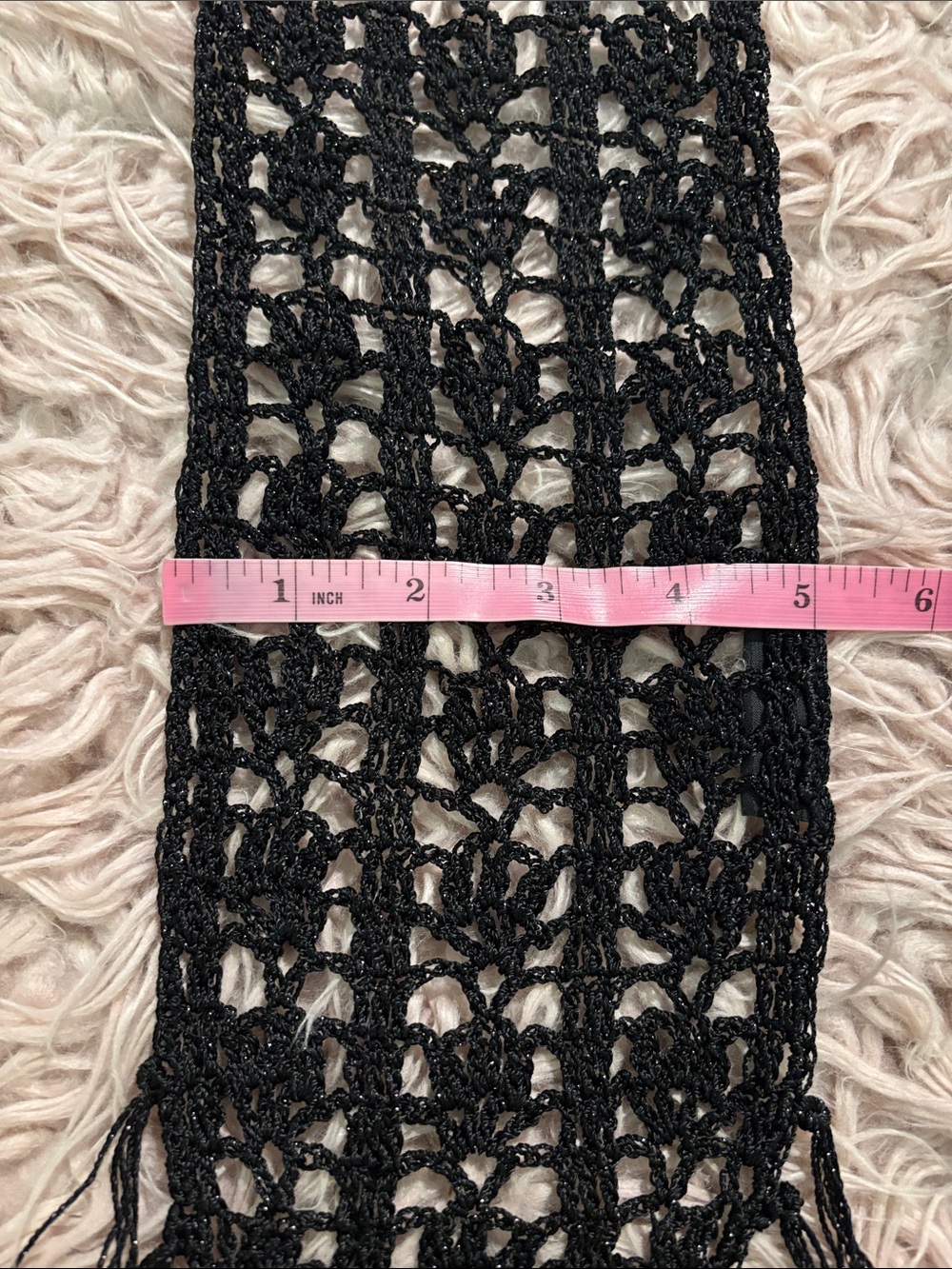 New York & Company Crochet Knit Fringe Scarf/Belt - Picture 6 of 8